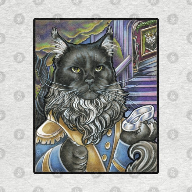 Cat Prince Charming - Black Outlined Version by Nat Ewert Art